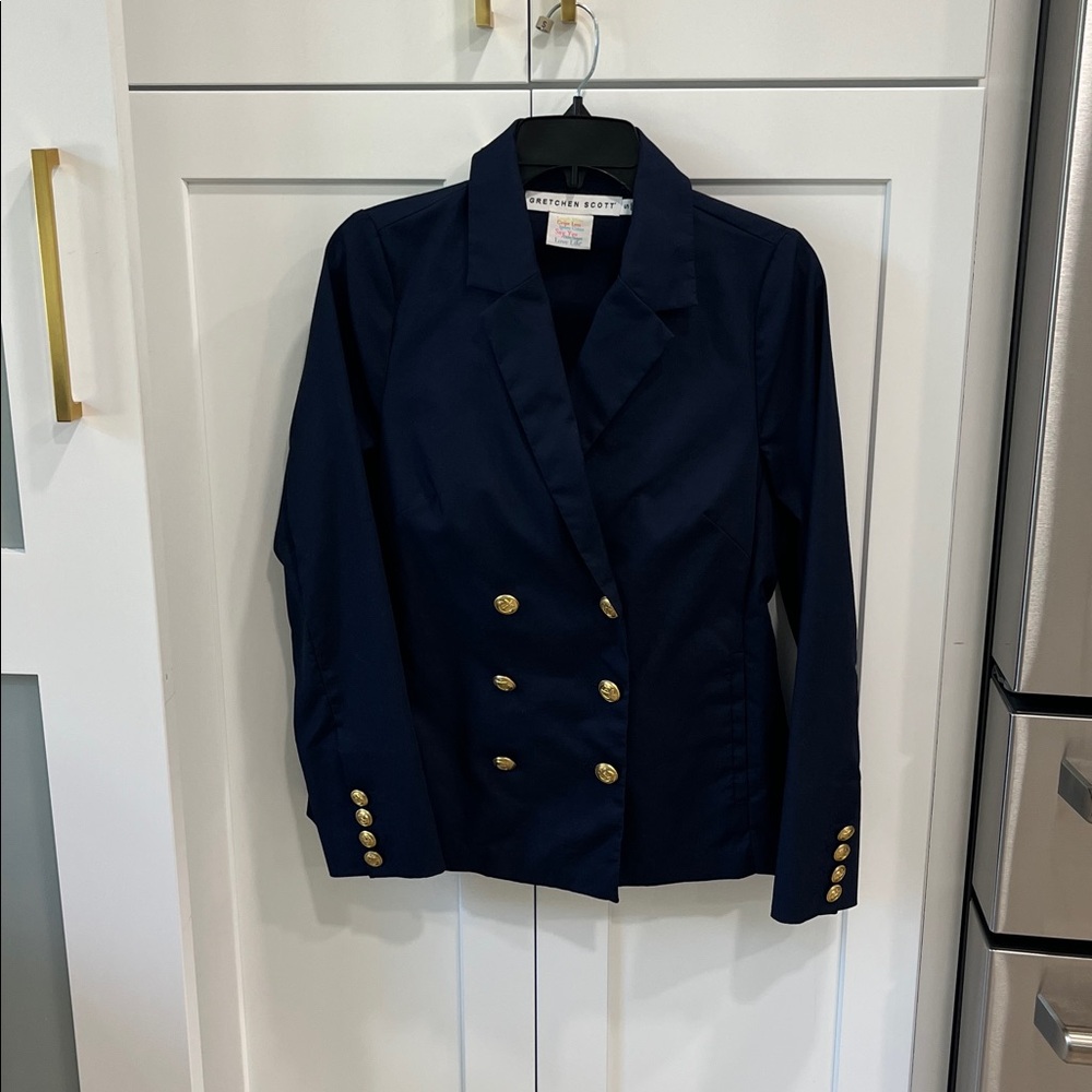Gretchen Scott Navy double breasted blazer, size S